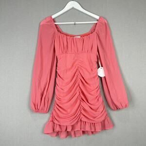 More To Come Revolve Womens Dress XS Pink Petra Mini Ruched Feminine Dainty